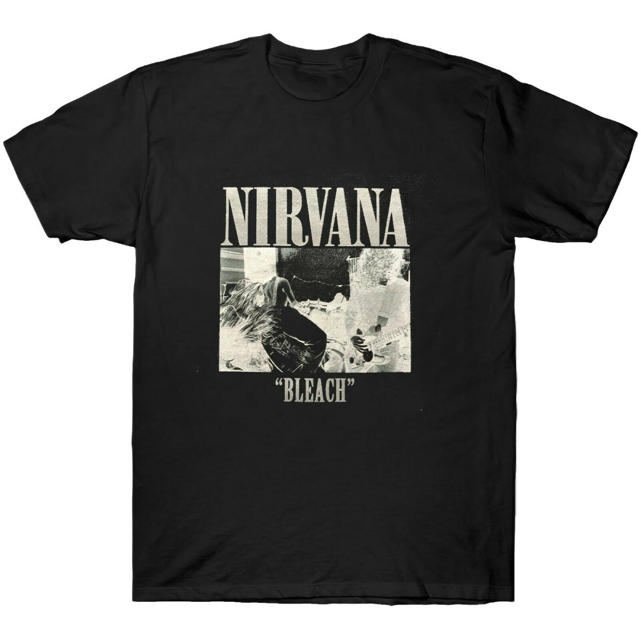 Футболка чорна LOYS рок NIRVANA white bleach XS