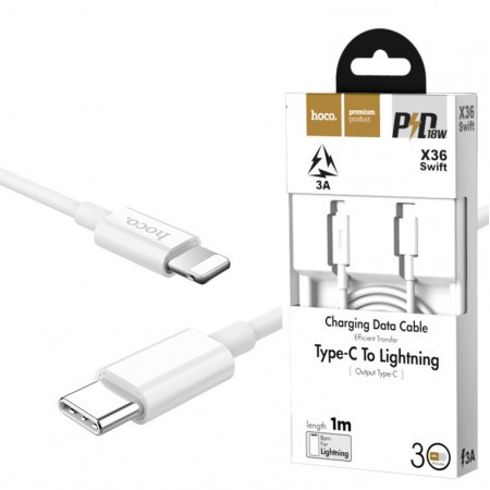 Кабель Hoco X36 Swift PD Type-C - lightning для зарядки та синзронізації даних 1м, фото 1