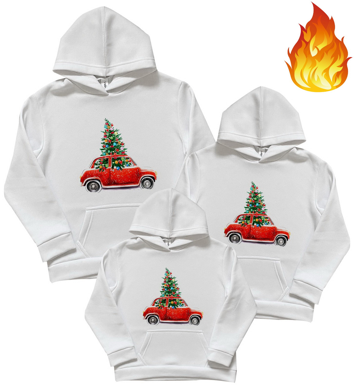 Толстовка Ялинка в Авто, для мами, тата, хлопчика, дівчинки, family look 86-XL для фотосесії