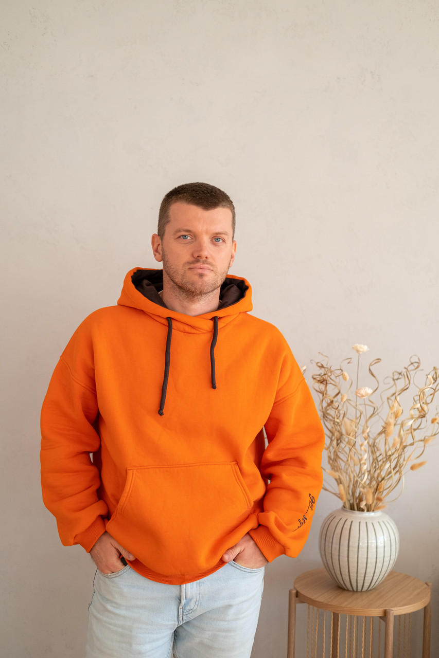 Тепле чоловіче худі на флісі GB_style помаранчевий