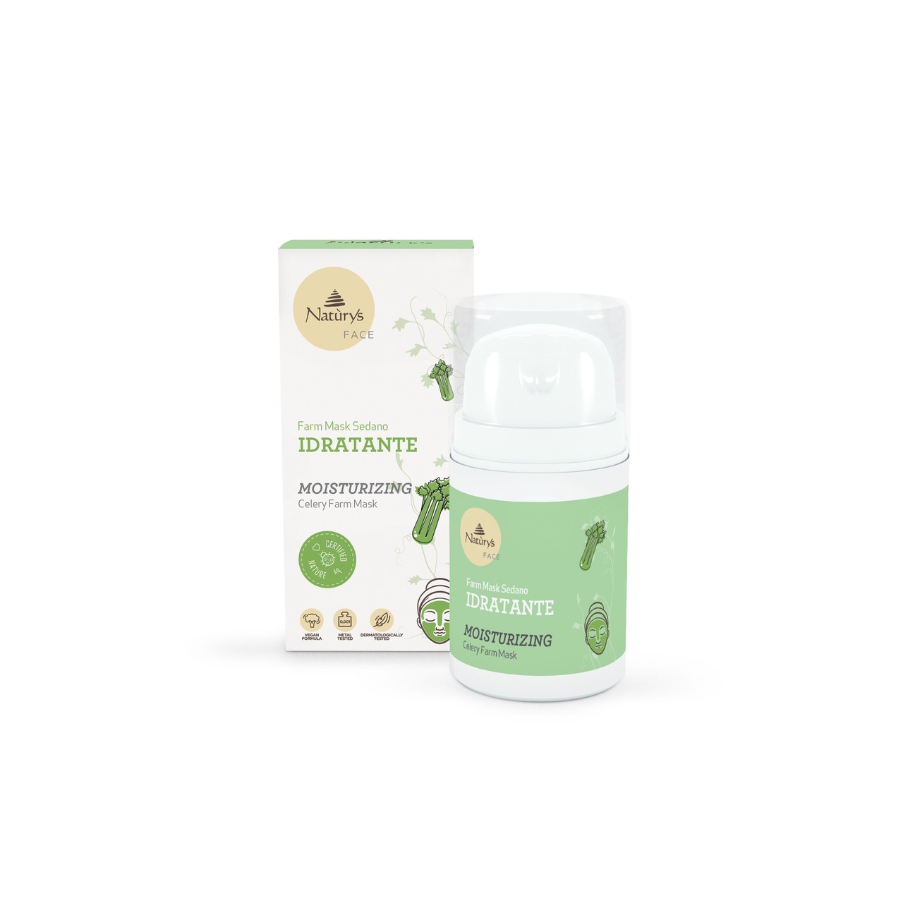 Зволожуюча маска для обличчя з селерою органічна Farm mask Bema Cosmetici Natùrys, 50 мл