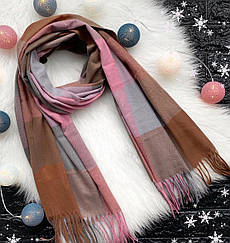 Жіночий кашеміровий шарф Furs рожевий з коричневим
