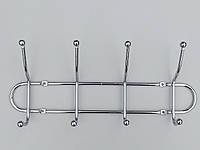 Длина 33 см. Вешалка ТНК4 настенная металл в хромированном покрытии на 4 крючка