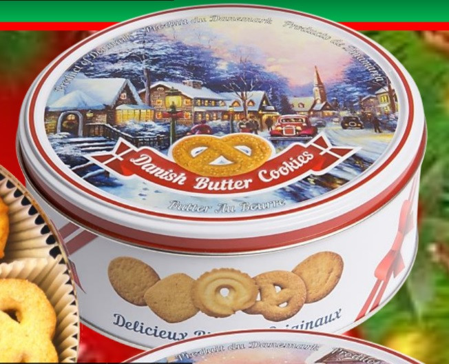 Печиво Вершкове Новорічне Bisquini Danish Butter Cookies Село Санти в ж/б 150 г Данія