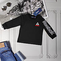 Дитяча чорна футболка з довгим рукавом, тонковка Reebok