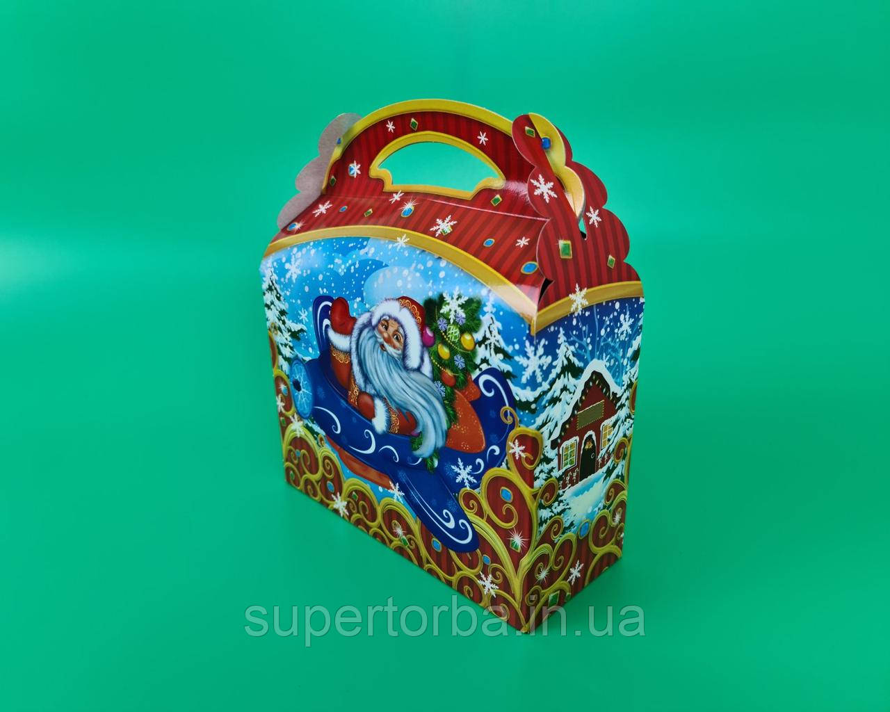 Новогодние коробки для конфет № 206 (800-900гр) Дед Мороз на самолете ...