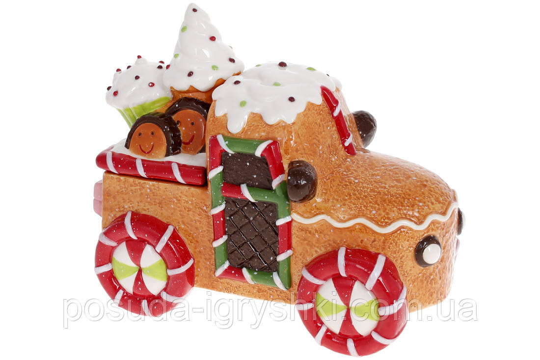 Банка для солодощів керамічна Прянична Машина 1.1л 24х12х20см, фото 1