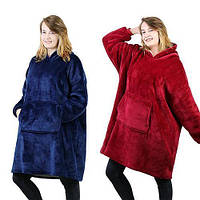 Плед толстовка Hugle hoodie з рукавами та капюшоном накидка Ultra Plush Blanket червоне худі