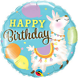 Фольгована куля гелієвий круг 45 см "Happy Birthday" з ламою