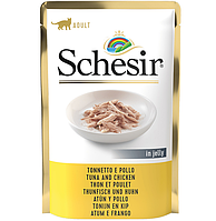 Schesir Tuna and Chicken Вологий корм для котів у желе консерви з курячим філе та тунцем 0.085 кг