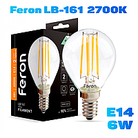 Светодиодная лампа Feron filament LB-161 6W E14 2700K 6w для общего и декоративного освещения