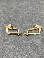 Золоті сережки БУ з фіанітами 585 проби, вага 3.00, фото 2