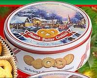 Печенье Сливочное Новогоднее Bisquini Danish Butter Cookies Деревня Санты в ж/б 150 г Дания
