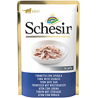 Schesir Tuna with Seabass натуральні консерви з тунцем і морським окунем (сибасом) для дорослих котів 0.085 кг