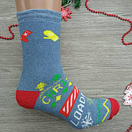 Шкарпетки жіночі високі зимові махрові з новорічним малюнком. 23-25 ​​асорті ЕКО 30033415, фото 3