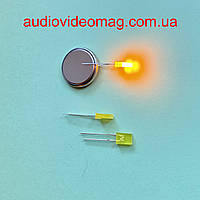 Світлодіод 3V прямокутний 2 х 5.7 мм, дифузний, колір жовтий