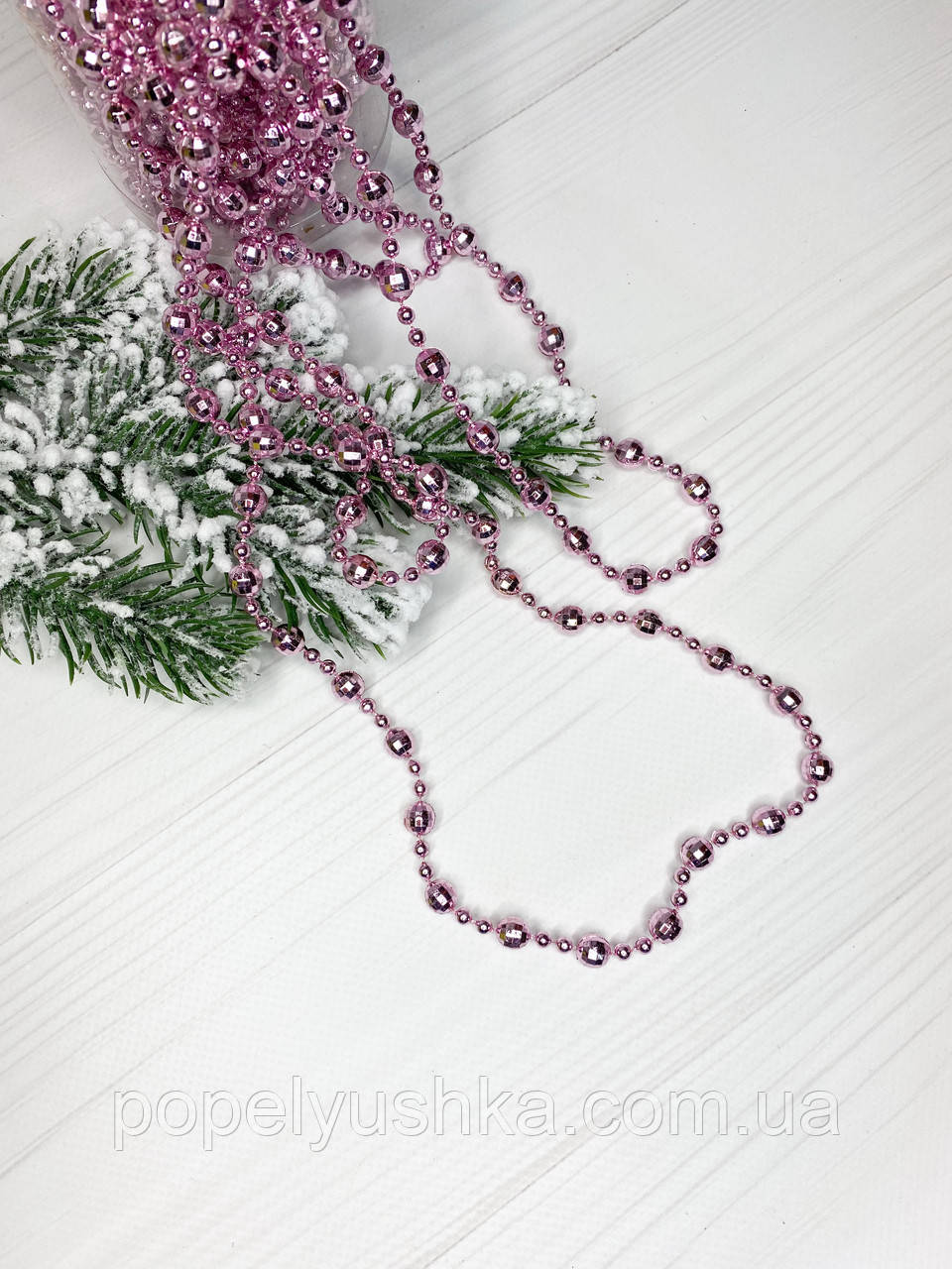 Намистини на нитці грановані  8*4мм рожеві, фото 1