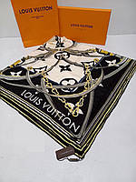 Жіноча брендова хустка Louis Vuitton Луї Віттон у кольорах, палантин, хустка з логотипом, хустка з принтом Чорний