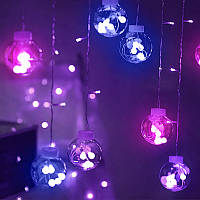 Світлодіодна гірлянда Lesko YLX-027 Balls Кольоровий світ 2.5 м круглі кулі на новорічні вікно