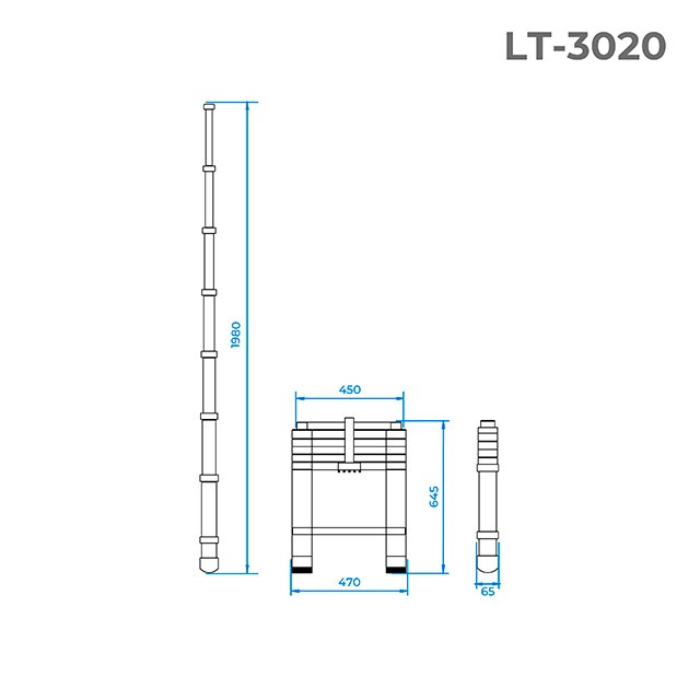 Лестница алюминиевая телескопическая 6 ступеней INTERTOOL LT-3020 - фото 3 - id-p1524053927