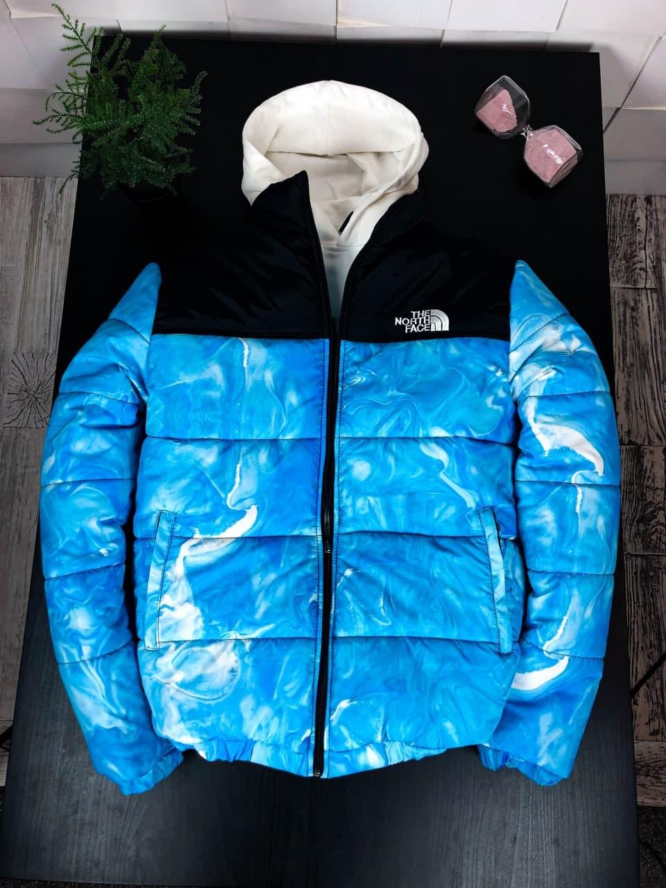 Куртка мужская зима-весна-осень синяя без капюшона The North Face (TNF) Waves