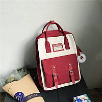 Сумка рюкзак для девочки подростка школьный стильный водонепроницаемый бордовый с брелком Rentegner AV301