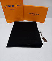 Жіночий брендовий палантин Louis Vuitton Луї Віттон в кольорах, хустка, палантин з логотипом Чорний