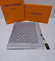 Жіночий брендовий палантин Louis Vuitton Луї Віттон в кольорах, хустка, палантин з логотипом Сірий