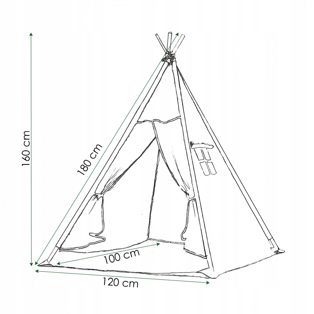 Детский вигвам шалаш Springos Tipi XXL Игровая палатка для детей Шатер для игр для дома Белый/Черный - фото 9 - id-p1523575283