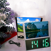 Электронные зеркальные часы с фоторамкой- USB- LED-дисплей- будильник-DS 6608