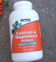 Кальцій магній цинк Д3 NOW Calcium & Magnesium with vit. D and Zinc 240 гел капс, фото 3