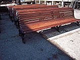 Лава №9 дерев'яна садово-паркова 280х90х80 см три ніжки-опори чавунні, фото 5