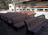 Лава №9 дерев'яна садово-паркова 280х90х80 см три ніжки-опори чавунні, фото 10