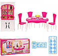 Їдальня для Барбі набір лялькових меблів стіл стільці шафа аксесуари Gloria, фото 2