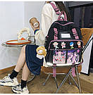 Рюкзак сумка стильна повсякденна шкільна для дівчинки в японському стилі чорного кольору Goghvinci (AV302), фото 8