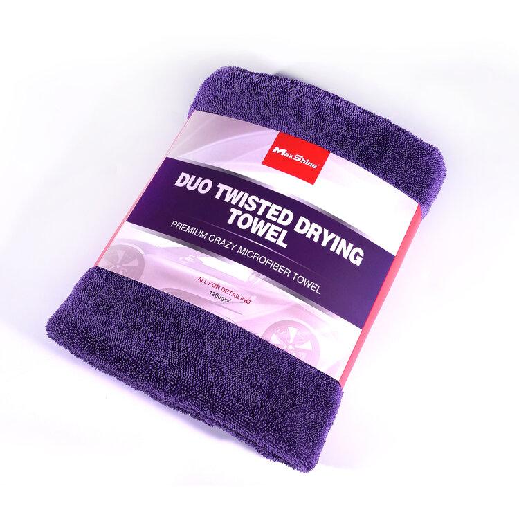 MaxShine Duo Twisted Loop Microfiber Drying Towel - Мікрофібровий рушник з оверлоком, фіолетовий 60 х 90 см, фото 1