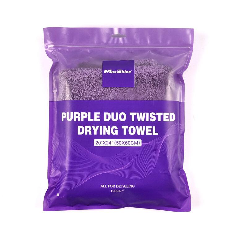 MaxShine Duo Twisted Loop Microfiber Drying Towel - Мікрофібровий рушник з оверлоком, фіолетовий 50 х 60 см