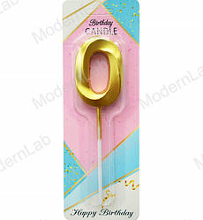 Свічки - цифри торт "0", висота - 5 см, колір - золото металік