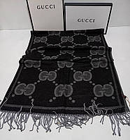 Жіночий брендовий палантин Gucci Гуччі в кольорах, палантин з логотипом, шарф, палантин з принтом Чорний