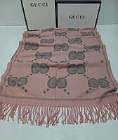 Жіночий брендовий палантин Gucci Гуччі в кольорах, палантин з логотипом, шарф, палантин з принтом Рожевий