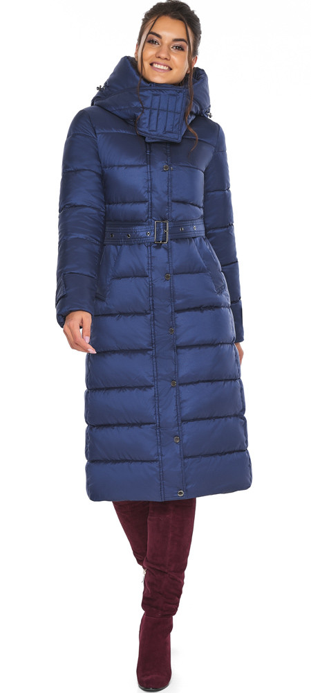 Куртка довга жіноча колір синій оксамит модель 43110 40 (3XS)