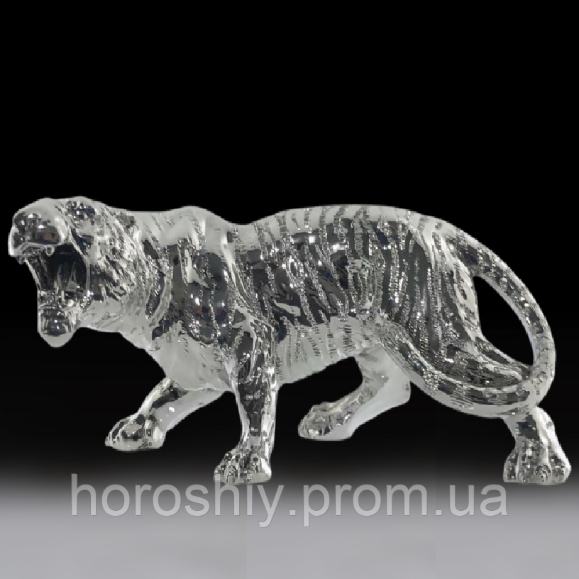 Сувенірна срібна статуетка символ року Тигр Шерхан з мармурової крихти покритої сріблом Chinelli
