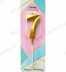 Свічки - цифри торт "7", висота - 5 см, колір - золото металік