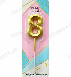 Свічки - цифри торт "8", висота - 5 см, колір - золото металік