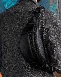 Чоловіча сумка бананка барсетка чорна через плече DOUBLE ZIP поясна на груди екошкіра, фото 4