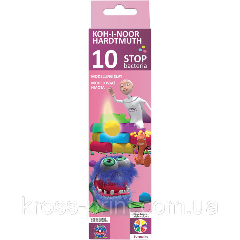 Пластилин "Stop bacteria", 10 цветов, 200 г.