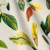 Декоративна тканина для портьєр римських штор, покривал Іспанія різнобарвні листя на молочному тлі