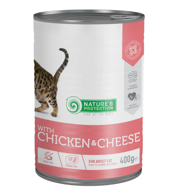 Nature's Protection with Chicken&Cheese Корм для кішок із куркою та сиром 400 г