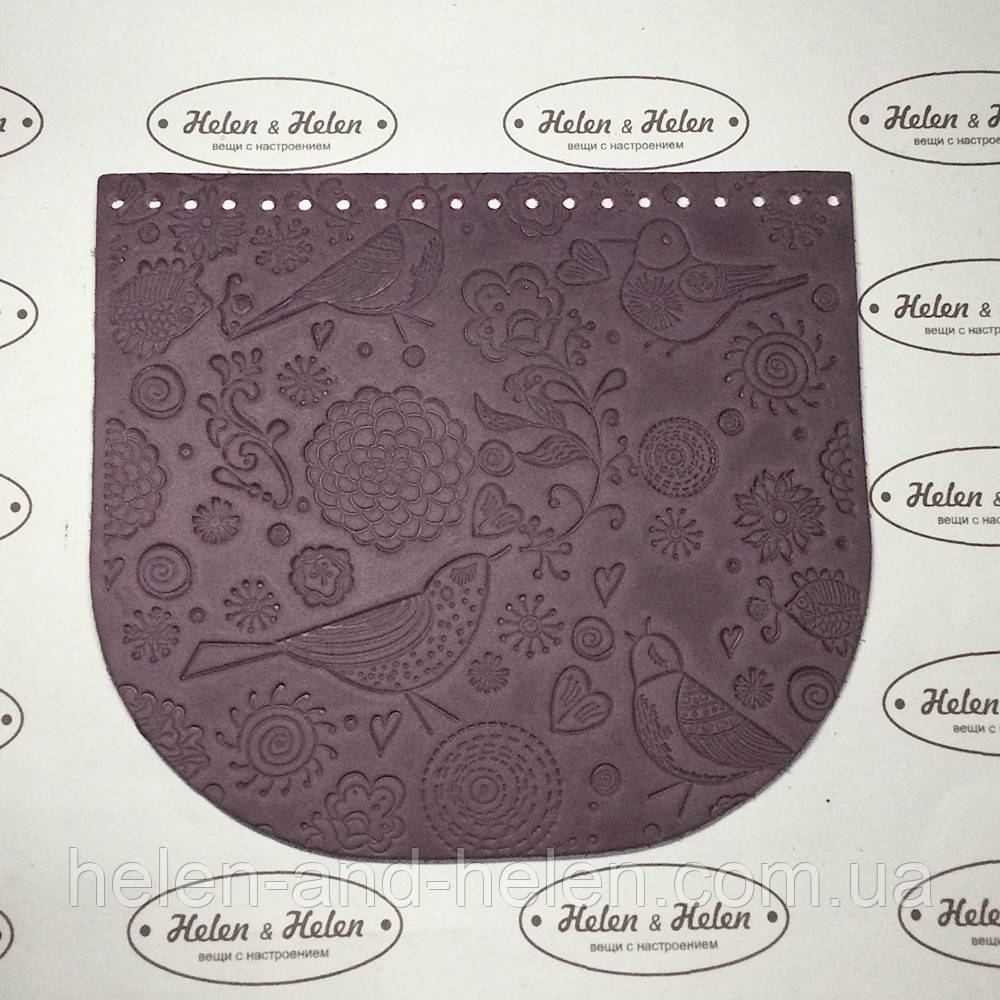 Клапан для сумки "Пташки". Бургунди, фото 1