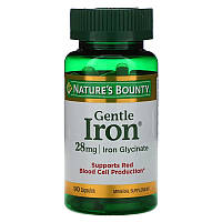 Железо мягкого действия 28 мг Nature's Bounty Gentle Iron с фолиевой кислотой витаминами B12 C 90 капсул